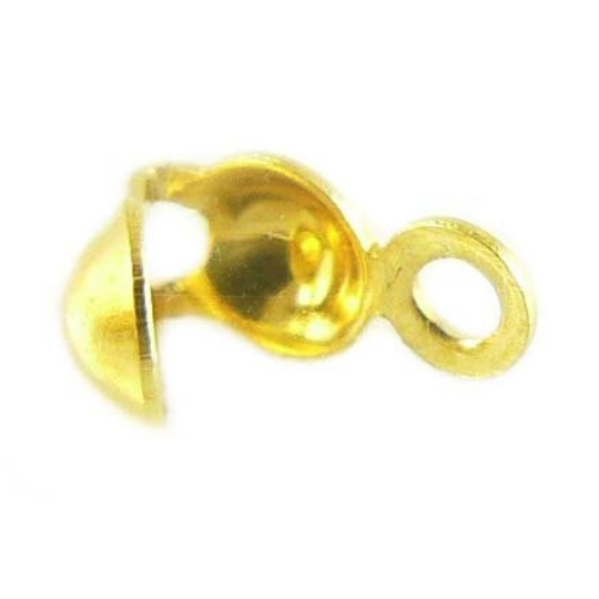 4mm, single loop, gold plated clamshell bead tips, 36 pcs. 6.5 x 4mm when closed