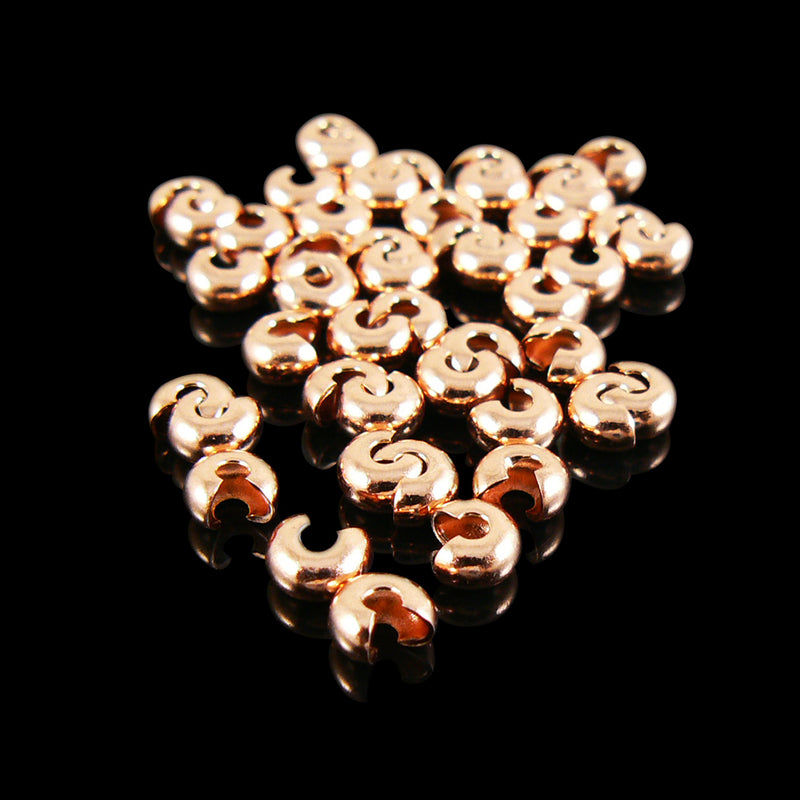 4mm copper plated metal crimp covers, 36 or 144 pcs