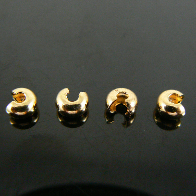 4mm gold plated metal crimp covers, 36 or 144 pcs