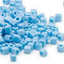 4mm opaque frost rainbow light blue square beads, Miyuki SB413FR 20gm ~208 beads