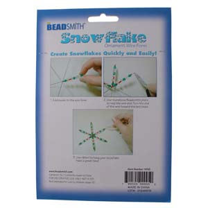 6" Beadsmith wire snowflake forms, .8mm diameter wire, package of 6 forms.