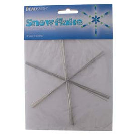 6" Beadsmith wire snowflake forms, .8mm diameter wire, package of 6 forms.