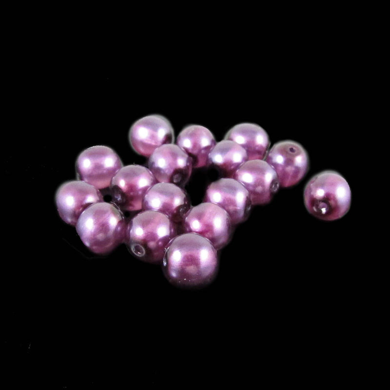 6mm purple pearl-coated Czech glass druk 8" strand (33 beads)