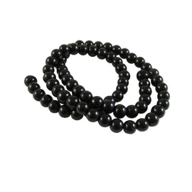 6mm black, round, glass beads, 15"- 16" strand , approx 65- 70 beads
