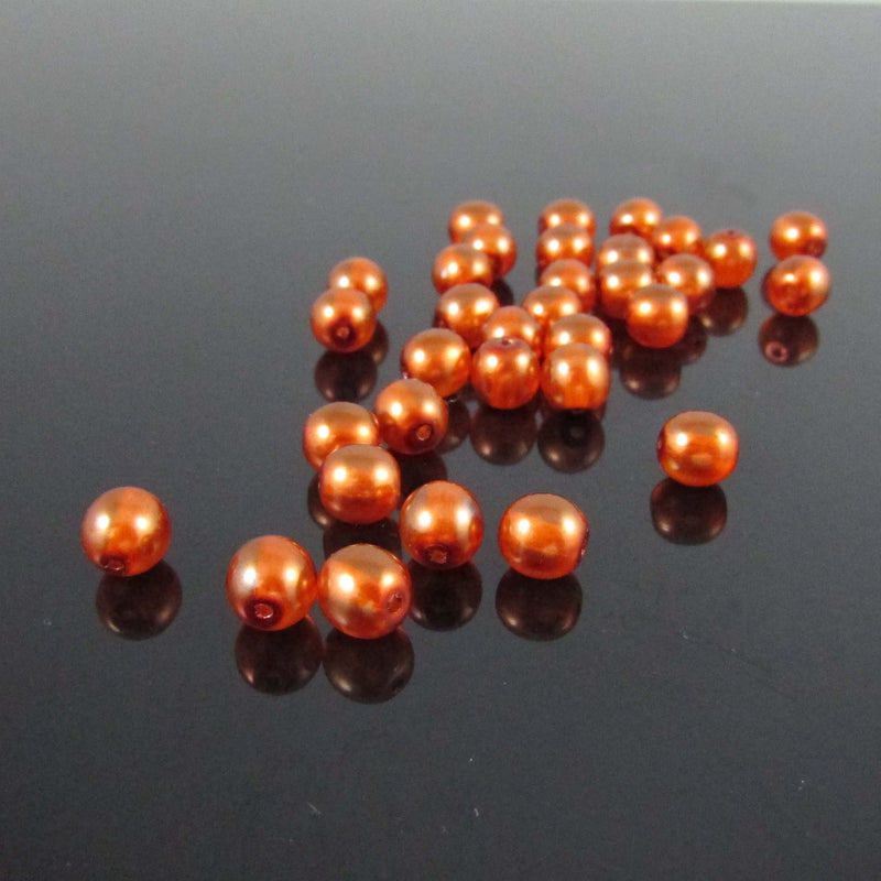 6mm luster copper pearl-coated Czech glass druk 8" strand (33 beads)