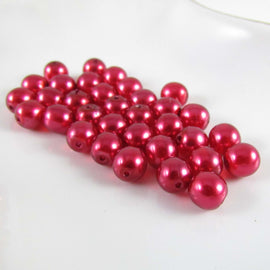 6mm luster red pearl-coated Czech glass druk pearls 8