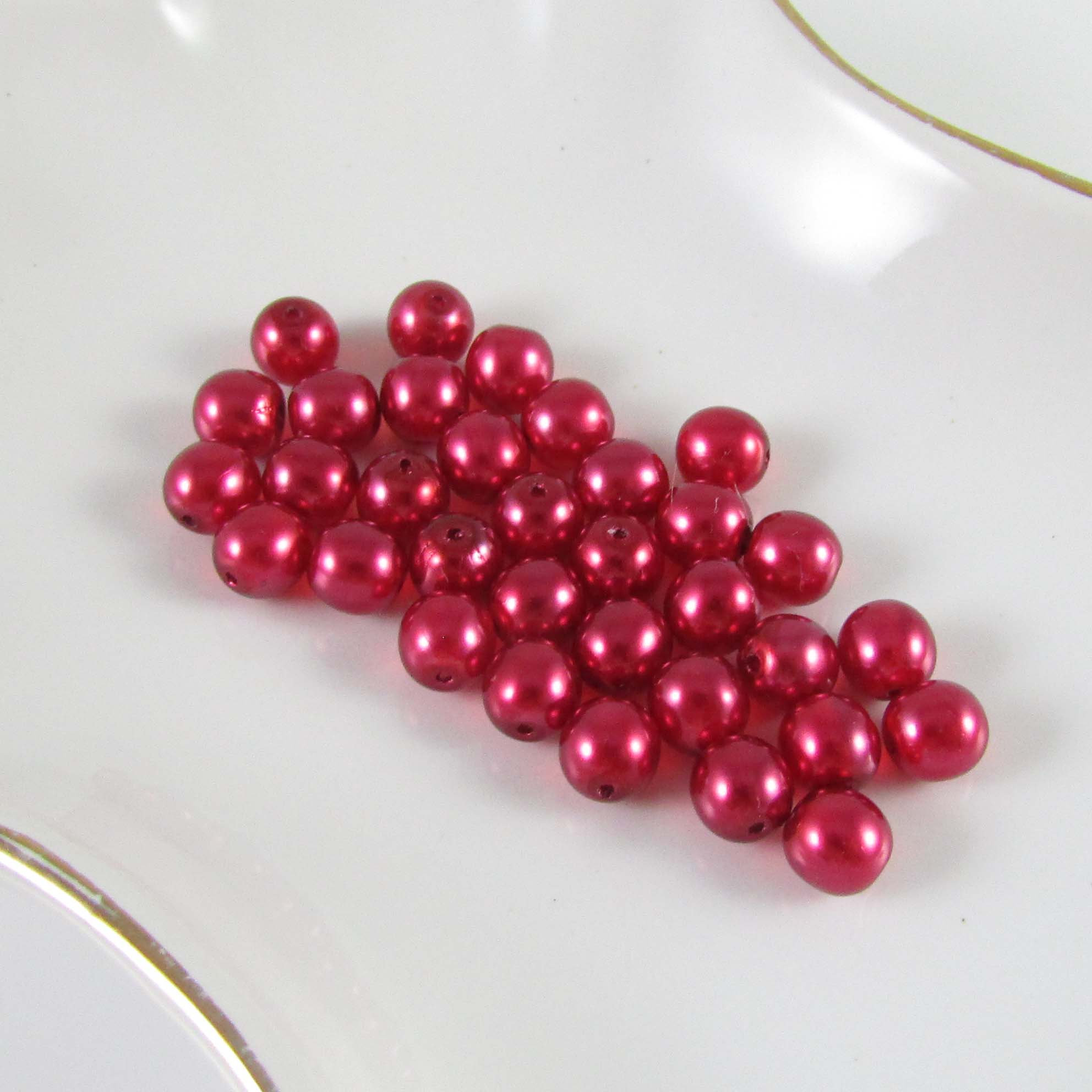 17'' Strand of Red Resin Beads-0268-60