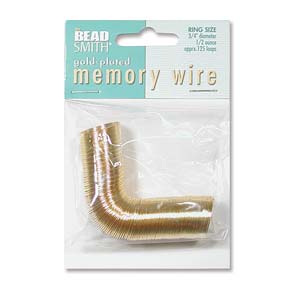 0.75" Bead Smith gold plated stainless steel RING memory wire, .5oz, ~125 loops