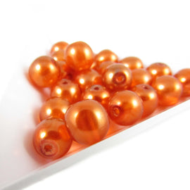 8mm luster copper pearl-coated Czech glass druk 8" strand (25 beads)