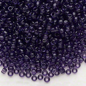 Size 8/0 transparent amethyst purple Dyna-Mites glass seed beads, 20gm, ~600 beads