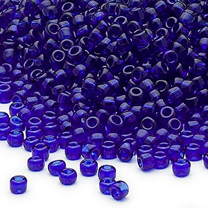 Size 8/0 transparent cobalt blue Miyuki glass seed beads, 100gm, ~3000 beads