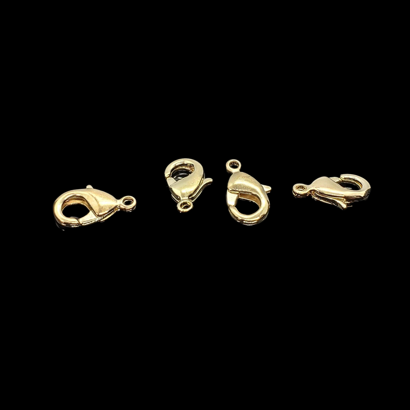 12mm x 6.5mm gold plated brass lobster clasps, 12 pcs.