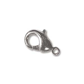 12mm x 6.5mm silver plated brass lobster clasps, 12 pcs.