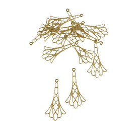 33mm x 16mm gold plated tower shaped filigree findings, links, 12 pcs.