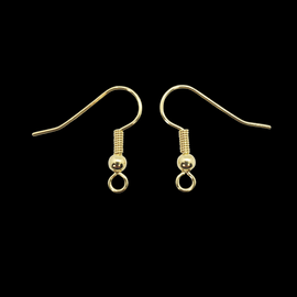 19mm gold plated metal fish hook ear wires, 144 ct. (72 pair)