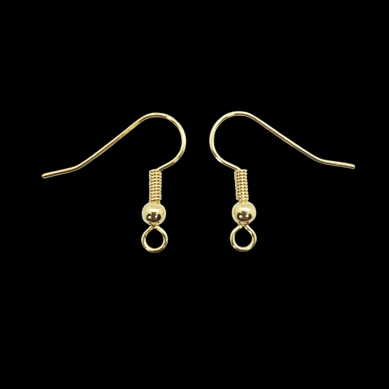 19mm gold plated metal fish hook ear wires, 48 ct. (24 pair)