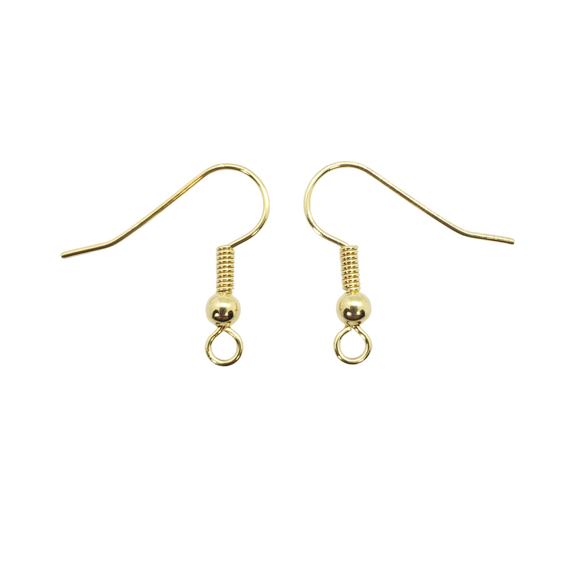 19mm gold plated metal fish hook ear wires, 48 ct. (24 pair)