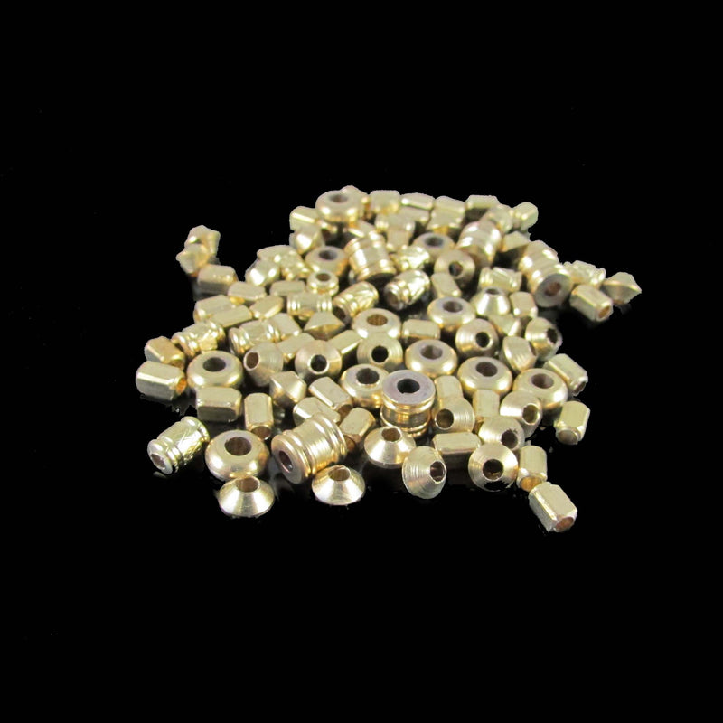 4x2mm- 8x6mm raw (unplated) brass  bead assortment, 1oz, ~75- 83 beads