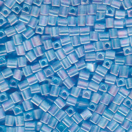 4mm trans frost rainbow light blue square beads, Miyuki SB148FR 20gm ~208 beads