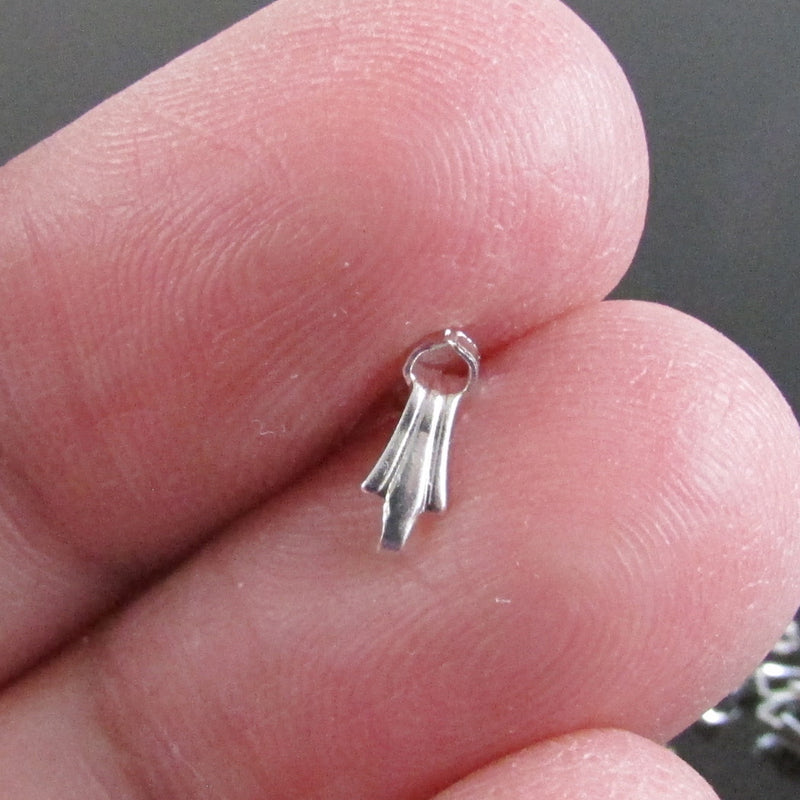 6.5mm x 3mm silver plated brass ice pick bail, with 5mm grip length, 50 pcs.