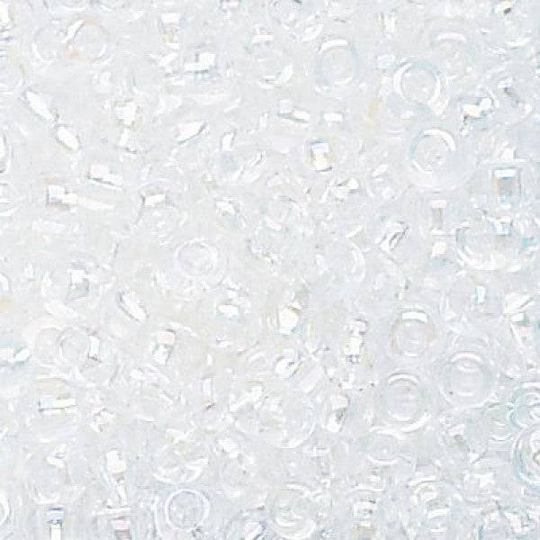 Size 8/0 rainbow clear glass seed beads, 20 grams, approx. 600 beads
