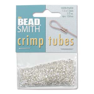 1.5mm outside diameter silver plated crimp tubes The Bead Smith, 1/2 oz ~800 pcs