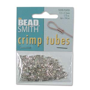 2.5mm outside diameter silver plated crimp tubes by The Bead Smith 1/2oz ~250pcs