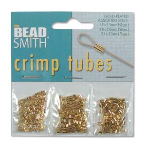 Assorted sizes gold plated crimp tubes by The Bead Smith, 3 sizes, 475 pcs total