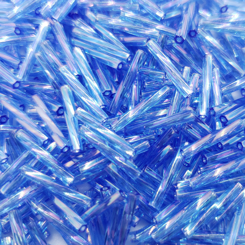 12x2mm AB transparent sapphire twisted bugle beads, Miyuki 261, 25gm, ~420  beads