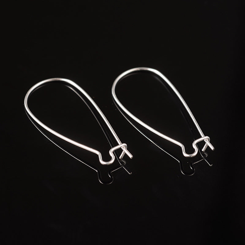 33 x 14mm silver color kidney earwires, 24 pcs (12 pair)