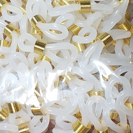 Frost clear eyeglasses ends with gold metal center, 144 pcs.