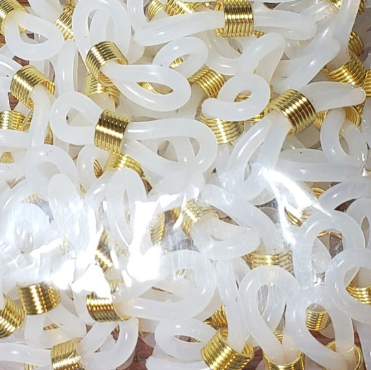 Frost clear eyeglasses ends with gold metal center, 24 pcs.