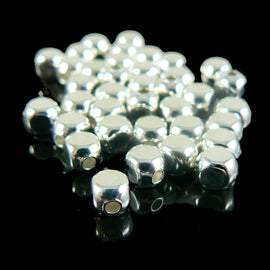 5mm silver plated, rounded cube beads, 72 pieces