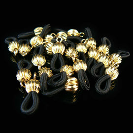 Black eyeglasses ends with gold plated ball, 24 pcs.