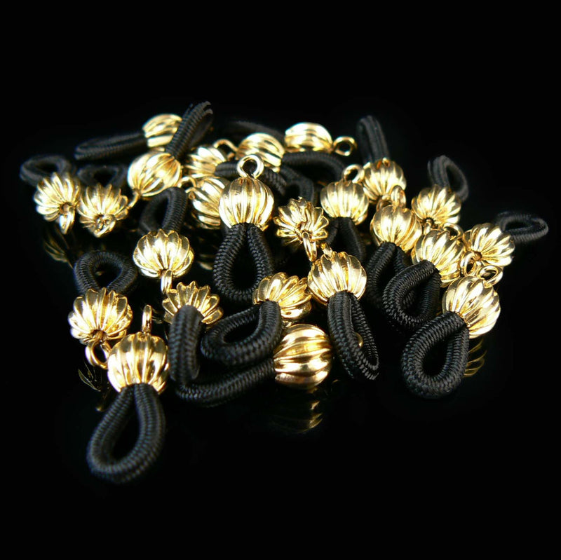 Black eyeglasses ends with gold plated ball, 144 pcs, BULK!