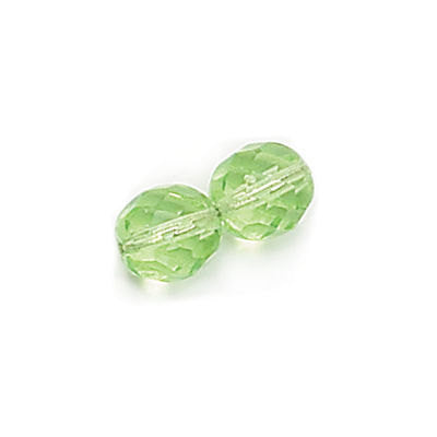3mm lt peridot faceted round Czech fire polished glass beads, 7" str ~59 beads
