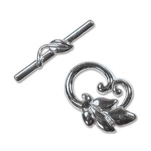 25mm x 19mm black oxide metal vine and leaf toggle clasps, 2 clasps