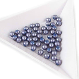 4mm matte steel blue glass pearls, 8" strand (50 beads).  Tropical, prom, summer, Easter, faux pearls, variegated, periwinkle, spring