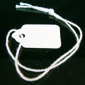 Size 1 white scallop top string tags/ merchandise price tags, 100 pcs
