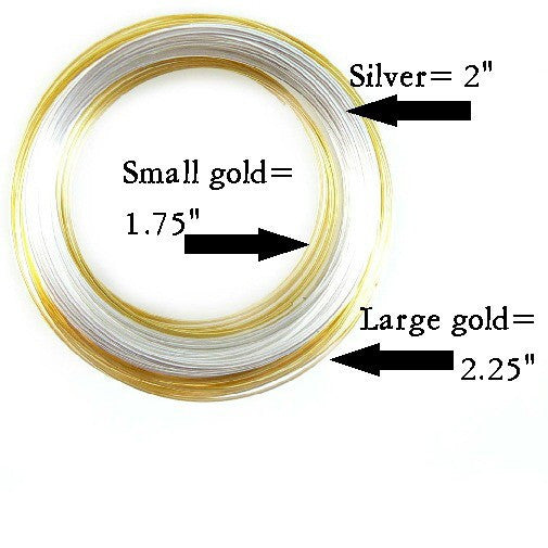 2" gold plated stainless steel bracelet memory wire, 1 oz.