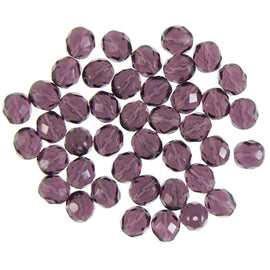 10mm faceted round, amethyst purple, Czech fire polished glass beads, 8