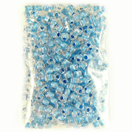 4mm sky blue color lined clear triangle glass beads Miyuki 1116 ~22 gram tube, ~242 beads