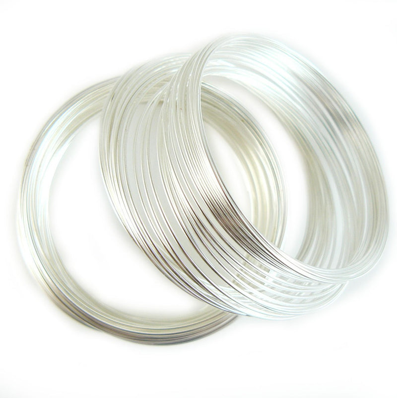 1.75" diameter silver plated stainless steel bracelet memory wire 1 oz ~90 loops