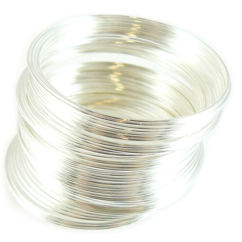 1.75" diameter silver plated stainless steel bracelet memory wire 1 oz ~90 loops