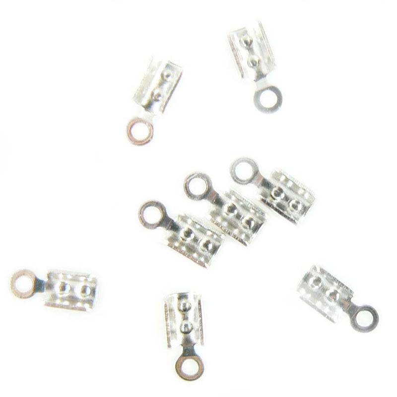 2mm nickel plated fold over crimp cord ends, 144 pcs WHOLESALE