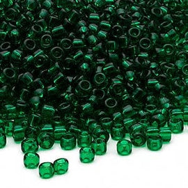 Size 8/0 transparent emerald green Dyna-Mites glass seed beads, 100gm,  3,000 beads. Christmas | St. Patricks Day | school colors