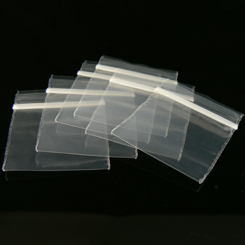 1.5" x 1.5" zip top re-closable polyethylene storage bags, 2 mil thick, 100 pcs
