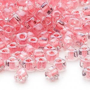 4mm clear color lined pink triangle glass beads, Miyuki 1109, 20