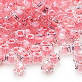 4mm clear color lined pink triangle glass beads, Miyuki 1109, 20 gm, ~250 beads