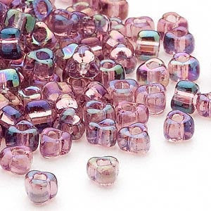 4mm iris lilac Miyuki triangle glass beads, 20 grams, approx. 250 beads